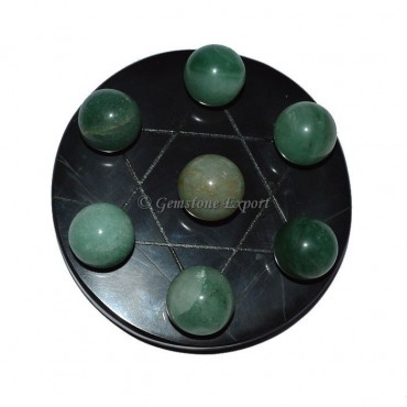 Black Agate David Star Base with Green aventurine