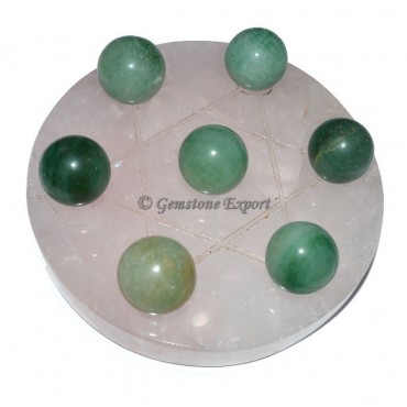 Rose Quartz David Star Base with Green Aventurine