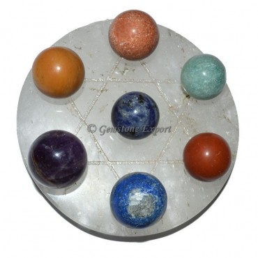 Crystal Quartz Star Base with 7 Stone Chakra Ball