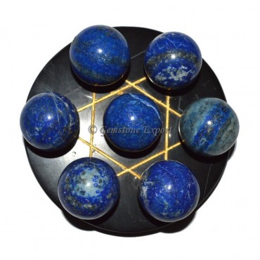 Black Agate Golden Star Base with Chakra Lapis Bal