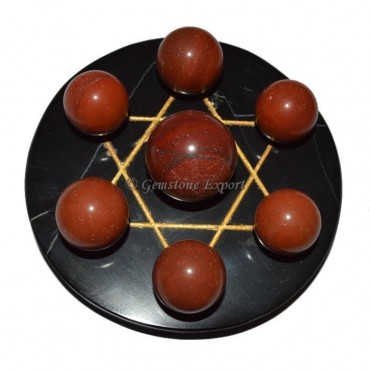 Black Agate Golden Star Base with Red Jasper Chakra