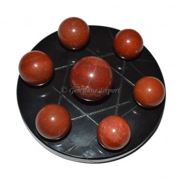 Black Agate Star Base with Red Jasper Chakra Ball