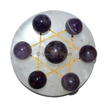 Crystal Quartz Golden Star Base with Amethyst Chak