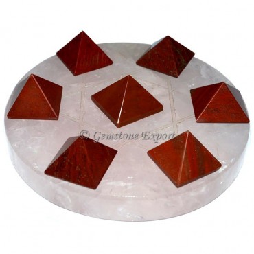 Rose Quartz With Red Jasper Pyramids