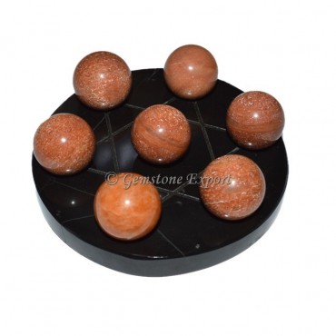 Black Agate With Peach Aventurine Ball set