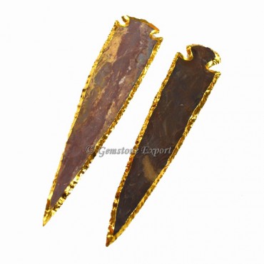 Agate 6 inch Gold Electroplated Arrowhead