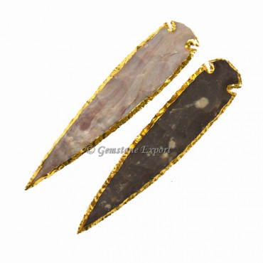 Agate 7 Inch Gold Electroplated Arrowhead