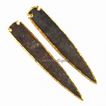 Agate 10 Inch Gold Electroplated Arrowhead