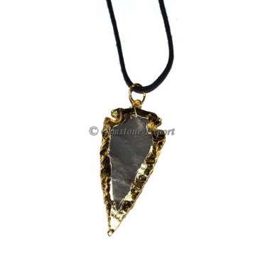 Black Jasper Electroplated Arrowheads Pendants