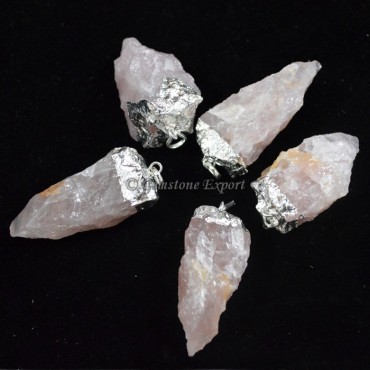 Rose Quartz Pendulums Electroplated Pendants