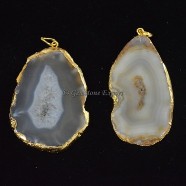 Electroplated Agate Slice Pendants