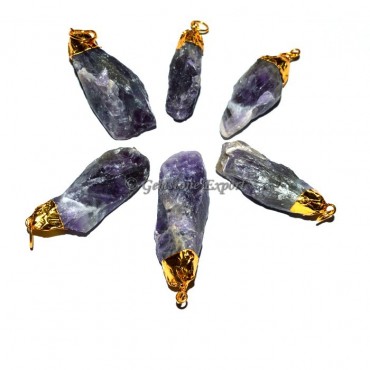 Amethyst Natural Point gold Plated Pendants