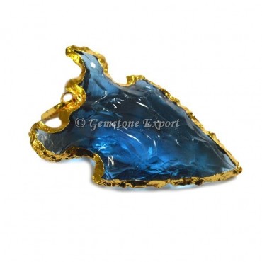 Blue Glass Electroplated Pendant