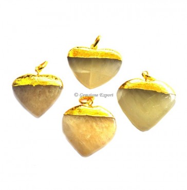 Golden Quartz Hearts Electroplated Pendant