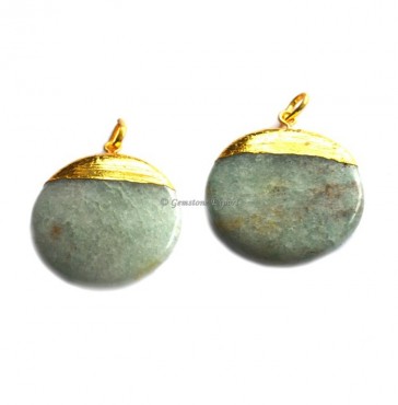 Green Jade Disc Electroplated Pendant