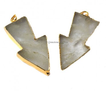 Arrow Shape Crystal Quartz Electroplated Pendant