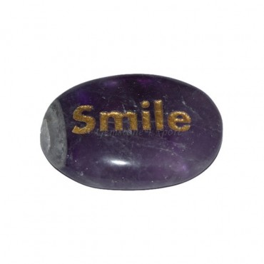 Amethyst Smile Engraved Stone