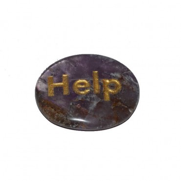 Amethyst Help Engraved Stone