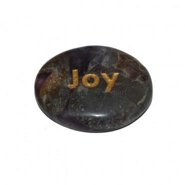 Amethyst Joy Engraved Stone