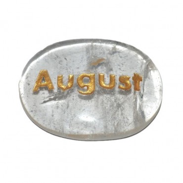 Crystal Quartz August Engraved Stone