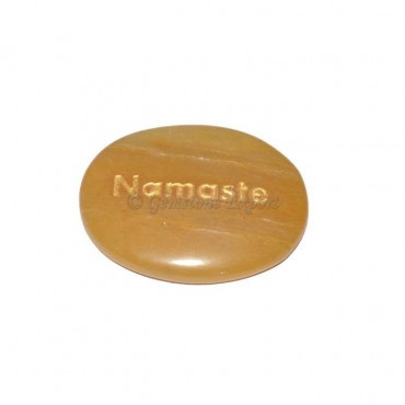 Yellow Jasper Namste Engraved Stone