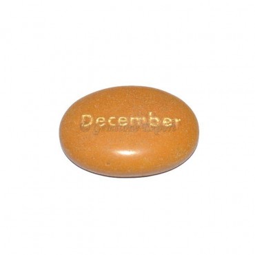 Yellow Jasper December Engraved Stone