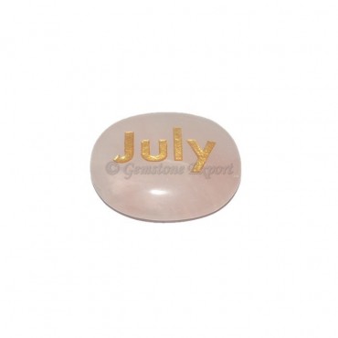 Rose Quartz July Engraved Stone