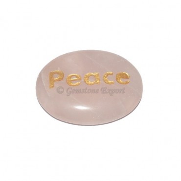 Rose Quartz Peace Engraved Stone