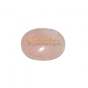 Rose Quartz September Engraved Stone