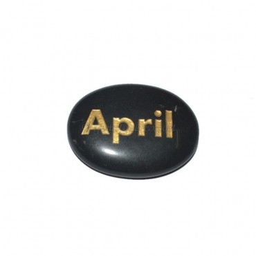 Black Agate April Engraved Stone