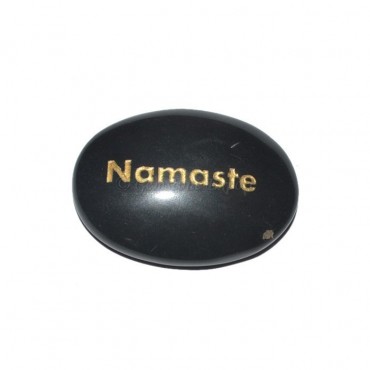 Black Agate Namste Engraved Stone