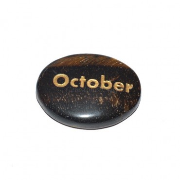 Tiger Eye October Engraved Stone