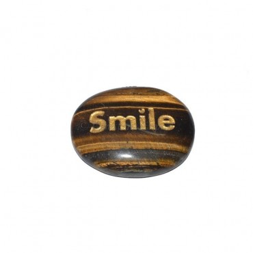 Tiger Eye Smile Engraved Stone