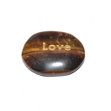 Tiger Eye Love Engraved Stone