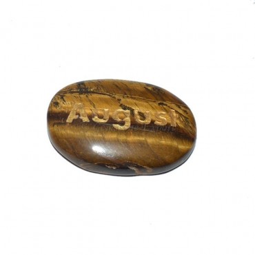 Tiger Eye August Engraved Stone