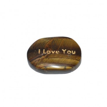 Tiger Eye I Love You Engraved Stone