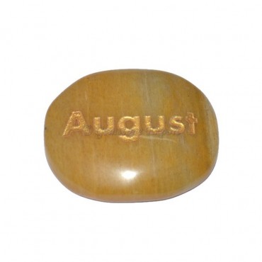 Yellow Jasper August Engraved Stone