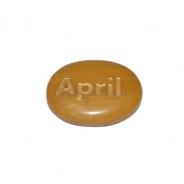 Yellow Jasper April Engraved Stone