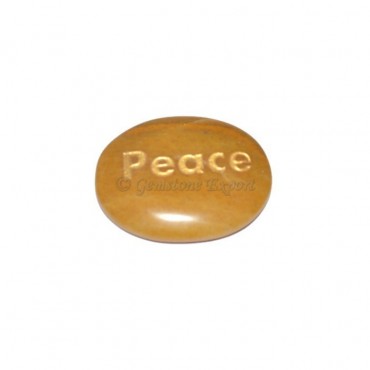 Yellow Jasper Peace Engraved Stone