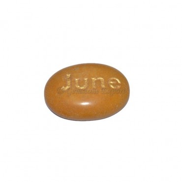 Yellow Jasper June Engraved Stone