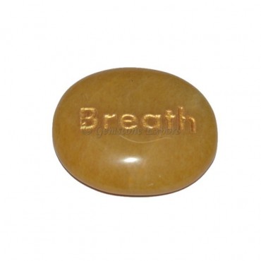 Yellow Jasper Breath Engraved Stone