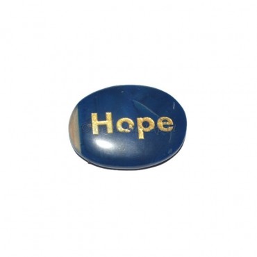 Blue Onyx Hope Engraved Stone