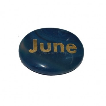 Blue Onyx June Engraved Stone