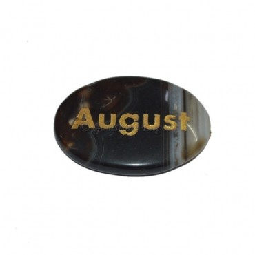 Black Onyx August  Engraved Stone