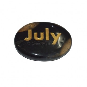 Black Onyx July  Engraved Stone