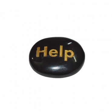 Black Onyx Help Engraved Stone