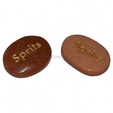 Peach Aventurine Sprits Engraved Stone