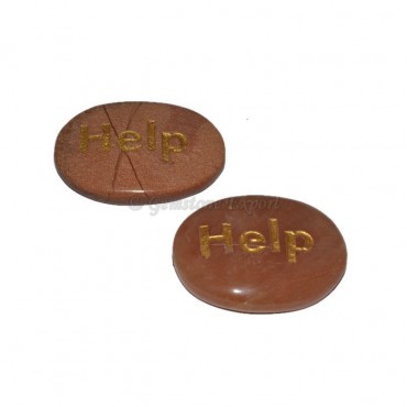 Peach Aventurine Help Engraved Stone