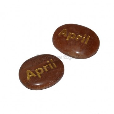 Peach Aventurine April Engraved Stone