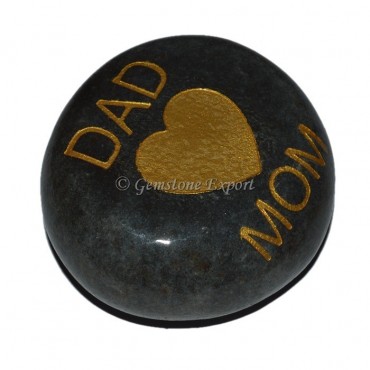 Black Agate DAD & MOM  Engraved Stone